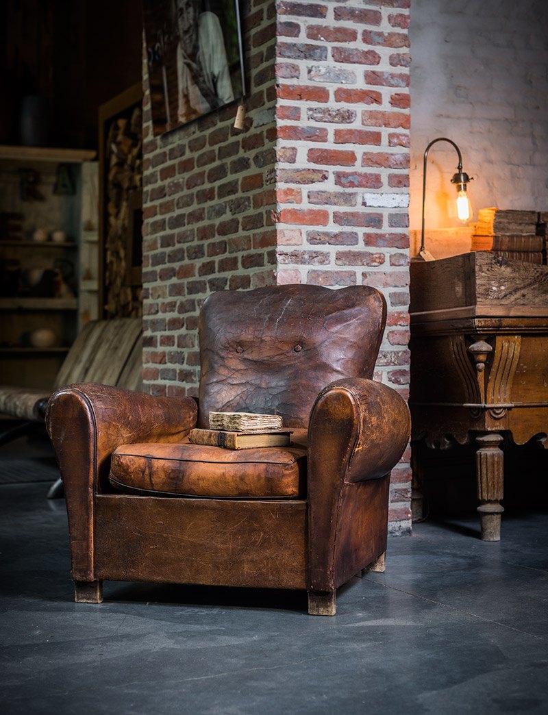 old authentic leather chair